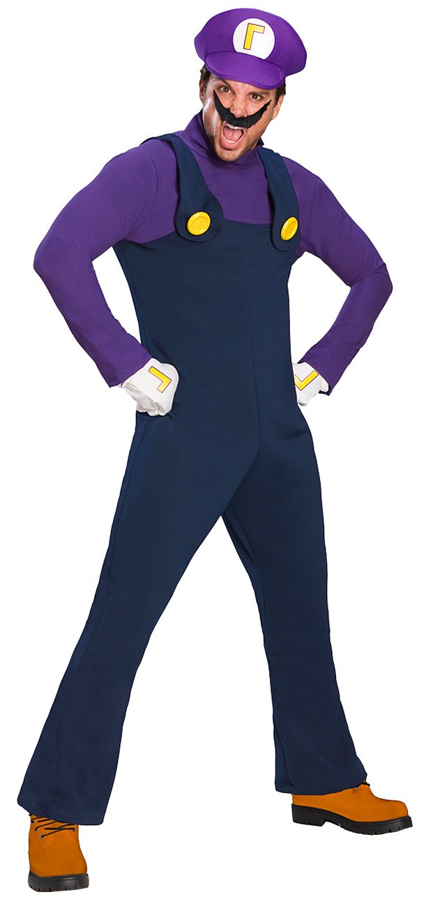 Super Mario Bros. - Waluigi Deluxe Adult Costume - Click Image to Close