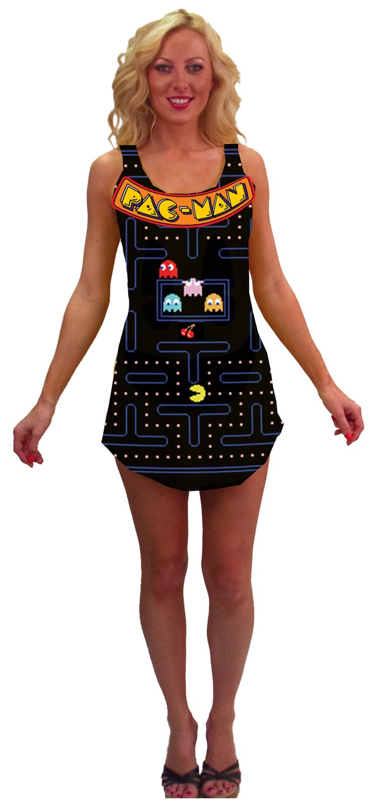 Pac-Man Video Game Screen Tank Dress Adult Costume - Click Image to Close