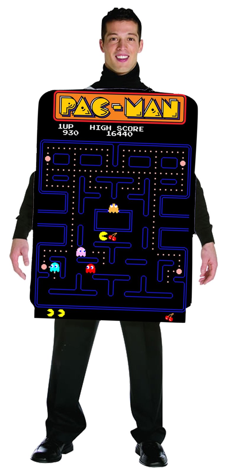 Pac-Man Adult Video Game Screen Poncho Adult Costume - Click Image to Close