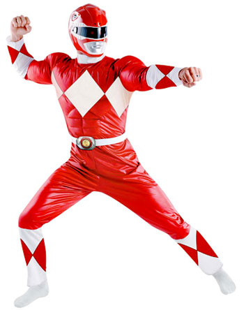 Adult Deluxe Red Power Ranger Costume - Click Image to Close