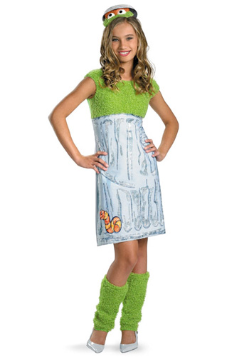 Teen Girls Oscar the Grouch Costume - Click Image to Close