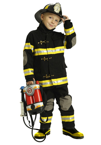 Boys Black Fireman Costume - Click Image to Close