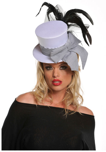 Mini White Burlesque Hat - Click Image to Close