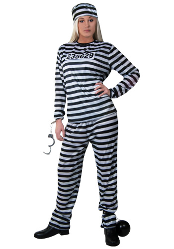 Womens Striped Prisoner Costume - Click Image to Close