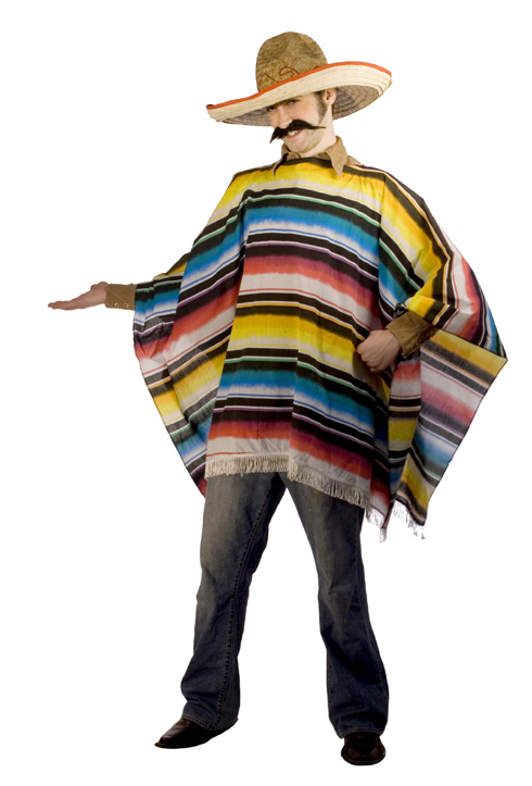 Mexican Serape & Sombrero Adult Costume - Click Image to Close