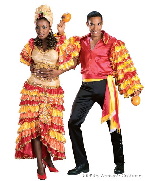 Deluxe Rumba Girl Multi Color Womens Costume - Click Image to Close