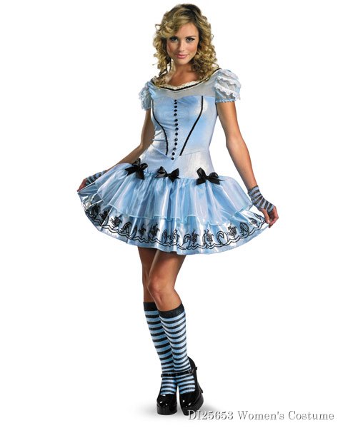 Sassy Blue Disney Alice In Wonderland Womens Costume - Click Image to Close