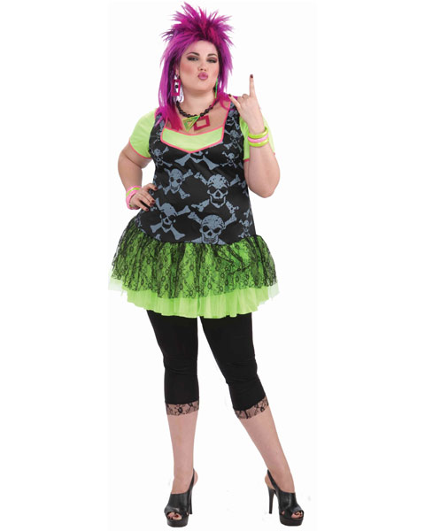 80s Plus Size Punk Lady Costume - Click Image to Close