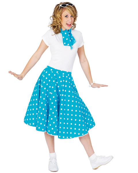 Blue Sock Hop Skirt Womens Costume - Click Image to Close