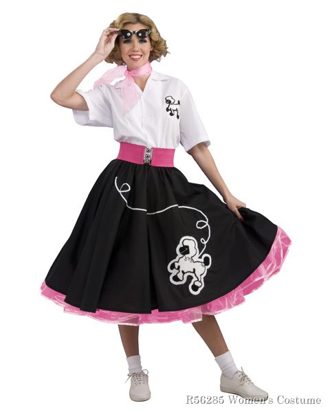 Black 50s Poodle Skirt Womens Costume - Click Image to Close