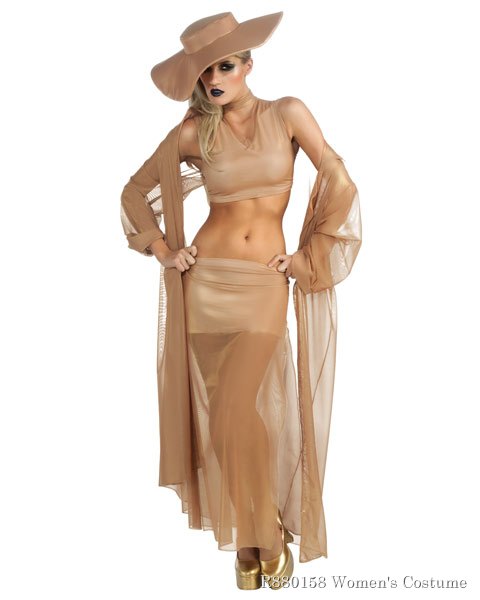 Womens Lady Gaga Gold Grammy Sexy Costume - Click Image to Close