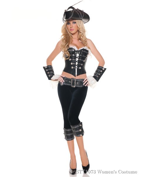 Deluxe Sexy Rouge Pirate with Pants Womens Costume - Click Image to Close