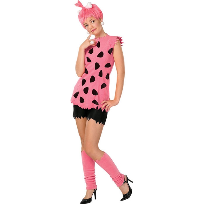This Adult Pebbles Flintstone Costume includes a shirt with tattered edges,...